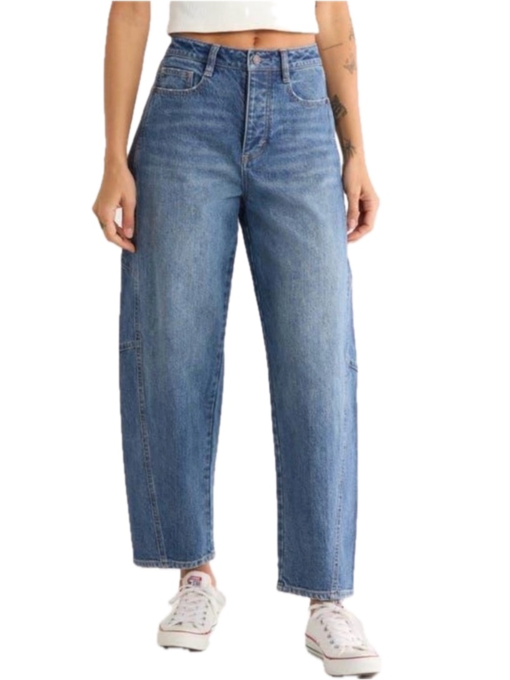 HABITUAL Brant Barrel High Rise Crop Jeans Size 6 Medium Blue 26” Inseam EUC